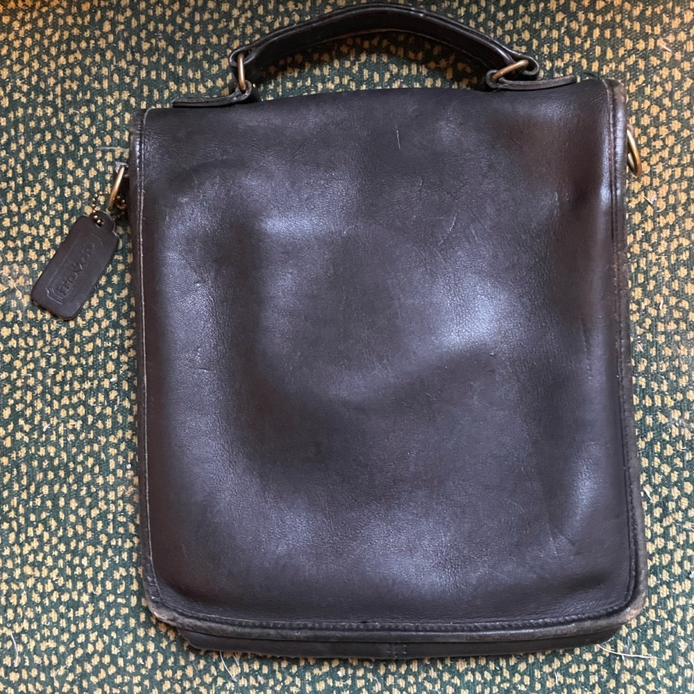 Coach Glovetanned Cowhide Leather Vintage Station Willis Satchel Bag Black - Picture 3 of 9